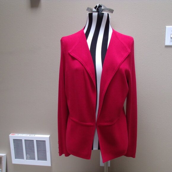 Chico's Red Long Sleeve Cardigan Sz Med - Picture 8 of 8